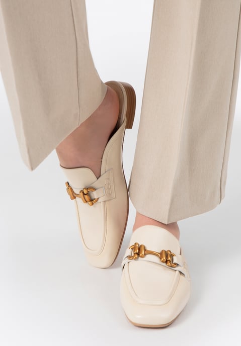 Wittchen Dames Leren Loafers met Open Hak, Beige, Natuurlijk Leer - Image 1