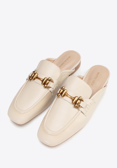 Wittchen Dames Leren Loafers met Open Hak, Beige, Natuurlijk Leer - Image 2