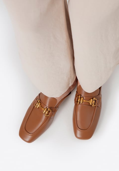 Wittchen Dames Leren Loafers met Open Hak Bruin Echt Leer - Image 1