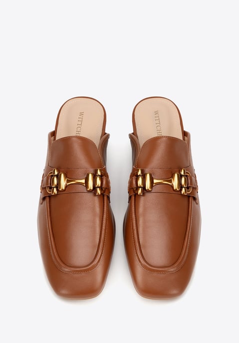 Wittchen Dames Leren Loafers met Open Hak Bruin Echt Leer - Image 3