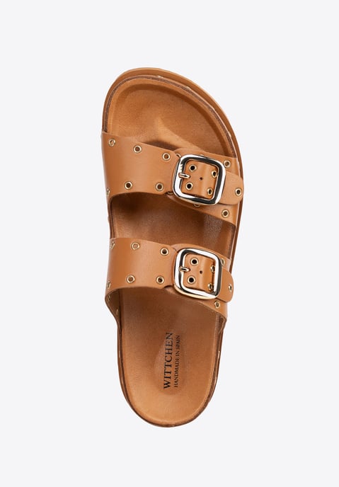 Wittchen Dames leren slippers met metalen details, bruin natuurlijk leer - Image 5