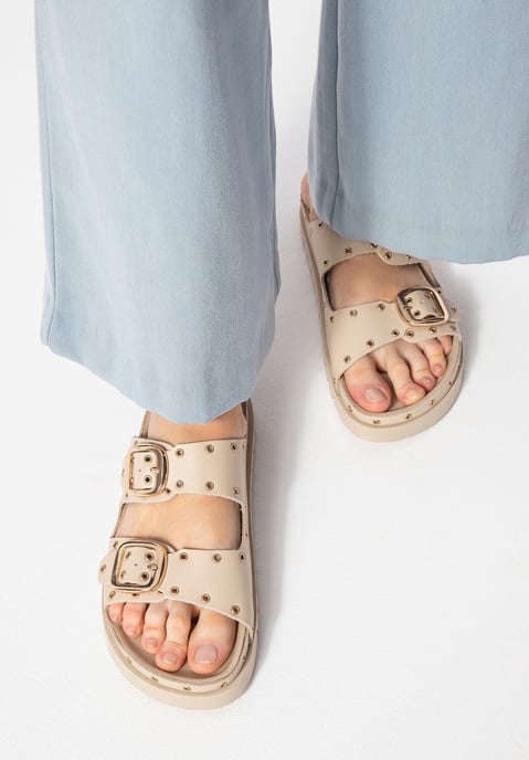Wittchen Dames leren muiltjes met metalen details beige en goud beige en goud - Image 1