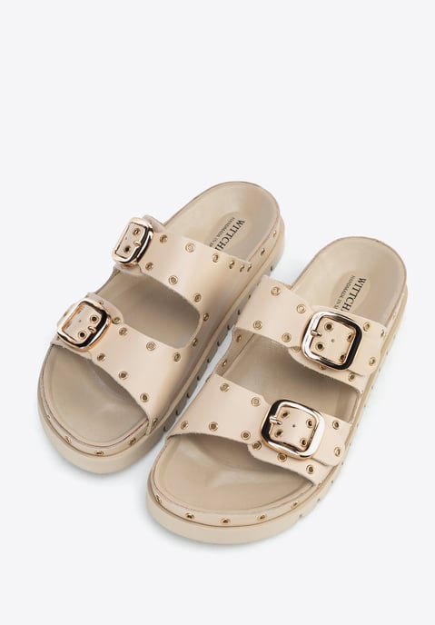 Wittchen Dames leren muiltjes met metalen details beige en goud beige en goud - Image 3