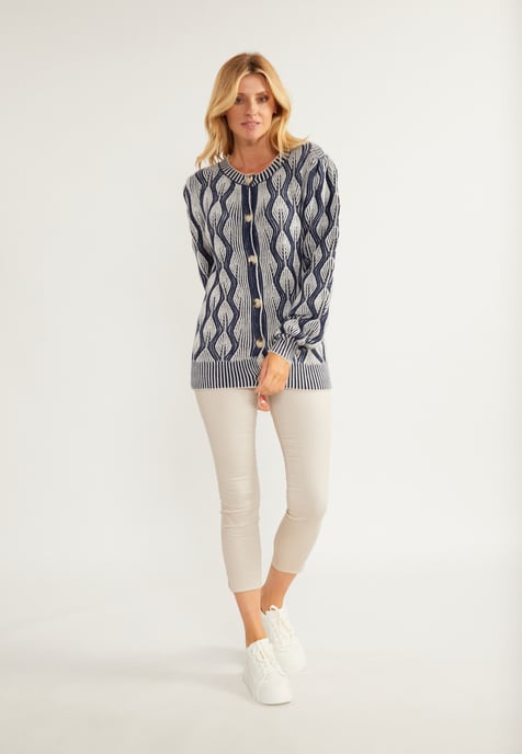 usha Vest Dames Wol Wit Blauw - Image 2