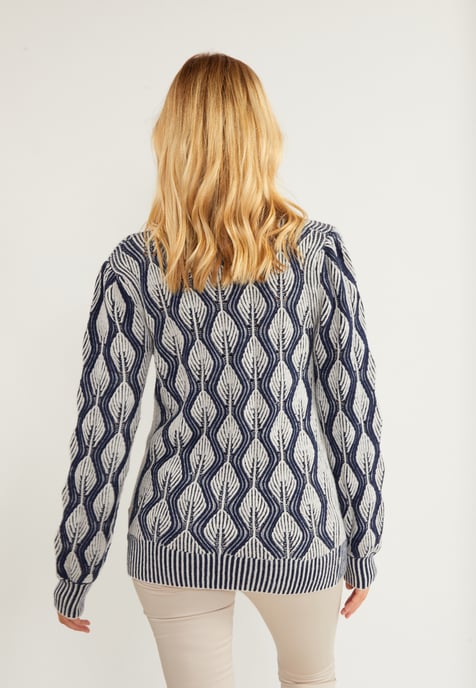 usha Vest Dames Wol Wit Blauw - Image 4