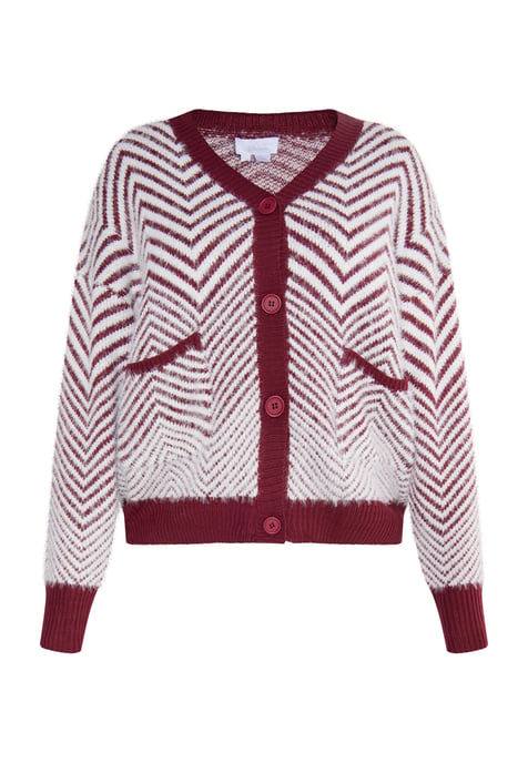 usha Vest Dames Donker kersenrood wit - Image 1