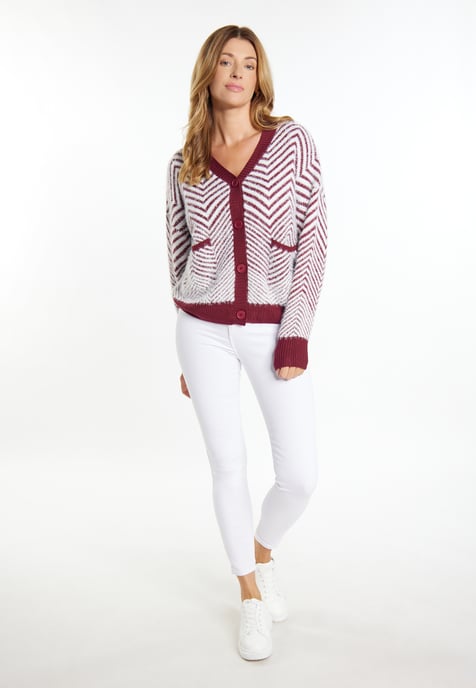 usha Vest Dames Donker kersenrood wit - Image 2