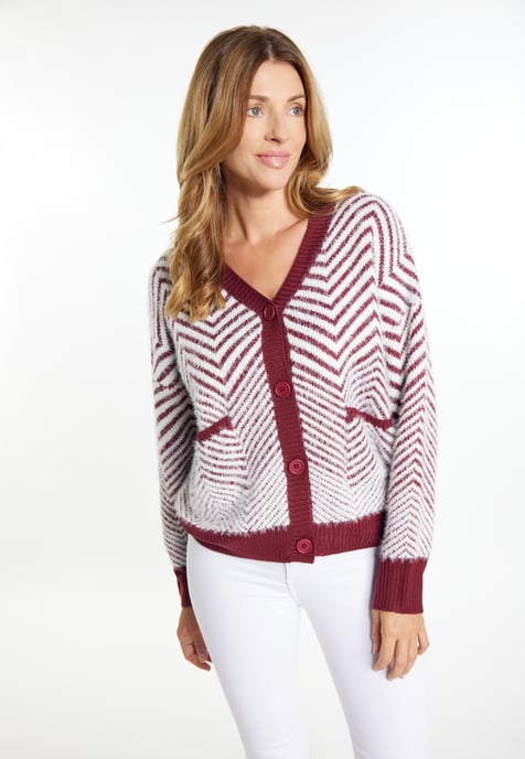 usha Vest Dames Donker kersenrood wit - Image 3