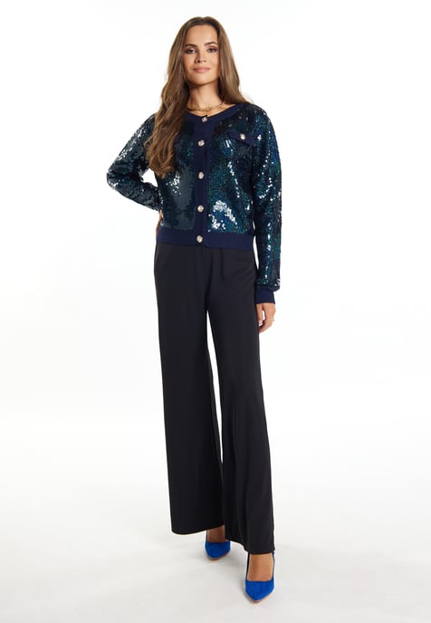 Faina Vest met pailletten Dames marine - Image 2