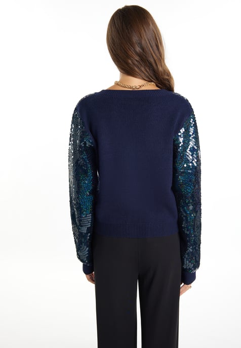 Faina Vest met pailletten Dames marine - Image 4