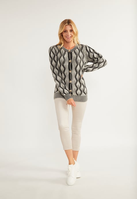 usha Vest Dames wol wit zwart - Image 2