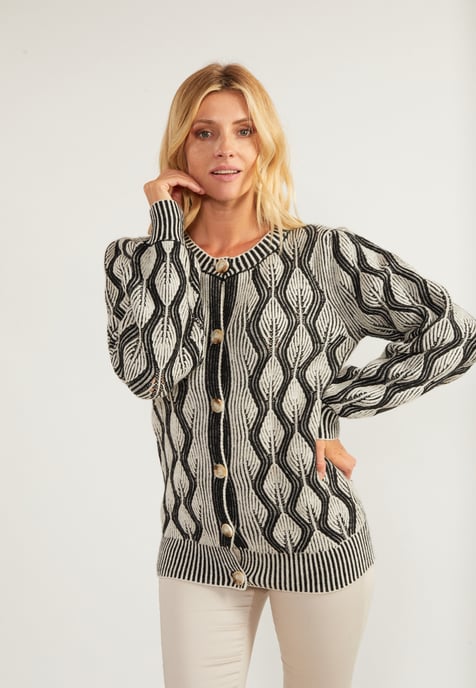 usha Vest Dames wol wit zwart - Image 3