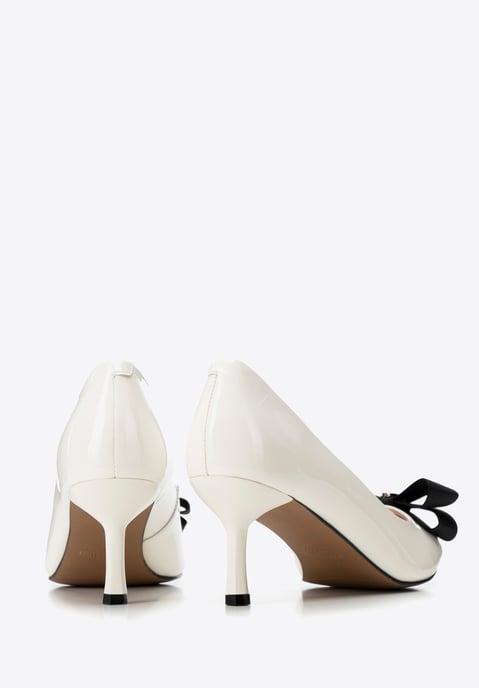 Wittchen Dames leren pumps met strik, crème en zwart, natuurlijk leer - Image 5