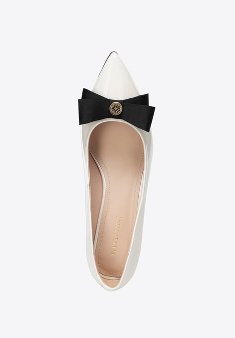 Wittchen Dames leren pumps met strik, crème en zwart, natuurlijk leer - Image 6
