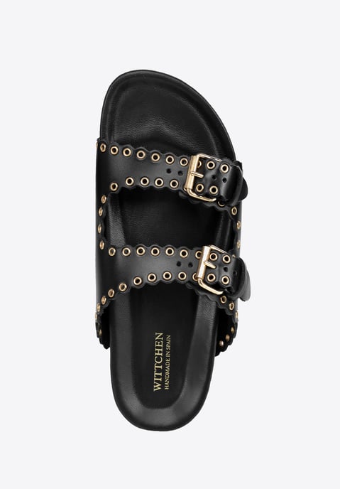 Wittchen Dames leren slippers met decoratieve bandjes, zwart natuurlijk leer - Image 6