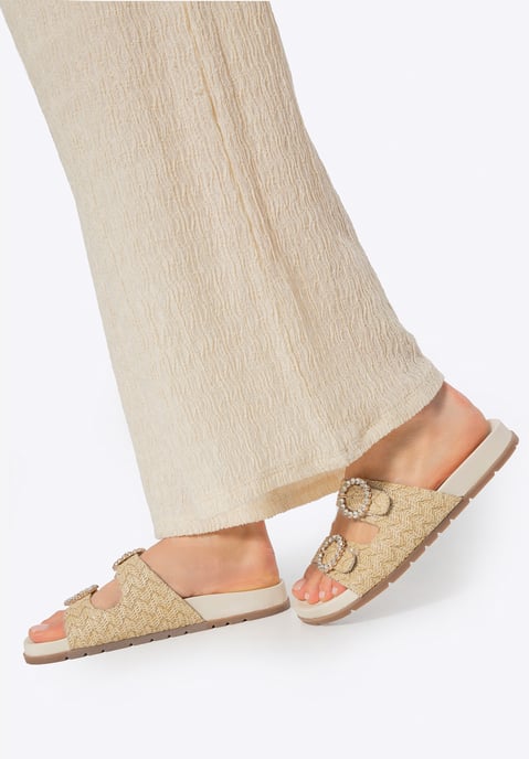 Wittchen Dames Faux Raffia Slides Beige, Beige Synthetisch Materiaal - Image 1