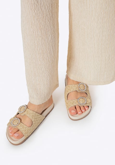 Wittchen Dames Faux Raffia Slides Beige, Beige Synthetisch Materiaal - Image 2