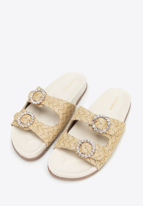 Wittchen Dames Faux Raffia Slides Beige, Beige Synthetisch Materiaal - Image 3