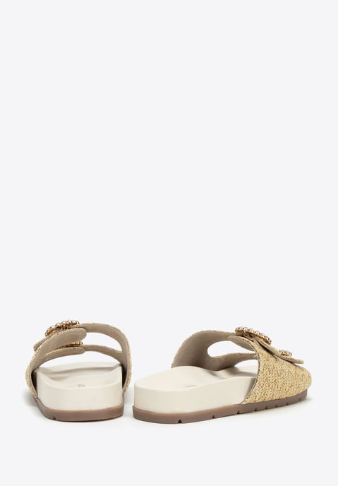 Wittchen Dames Faux Raffia Slides Beige, Beige Synthetisch Materiaal - Image 5