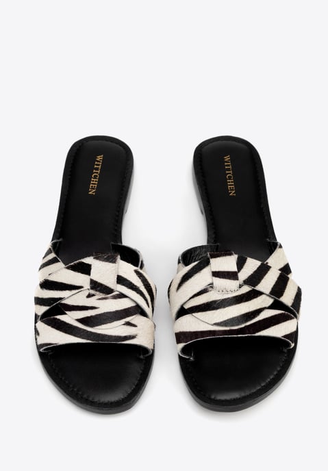 Wittchen Dames leren slippers met dierenprint in zwart en beige, natuurlijk leer - Image 3
