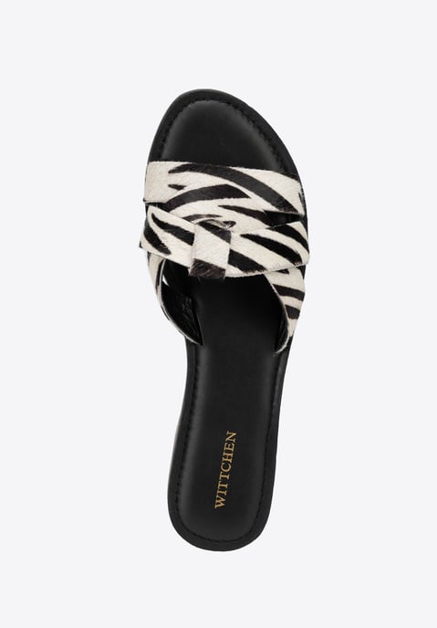Wittchen Dames leren slippers met dierenprint in zwart en beige, natuurlijk leer - Image 5