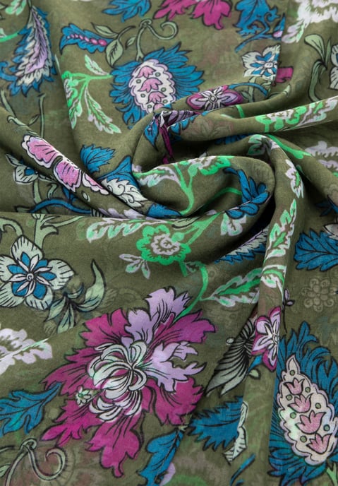 Wittchen Dames sjaal met bloemenpatroon, groen en blauw - Image 2