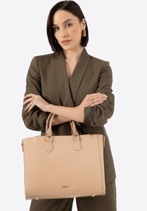 Wittchen Dames 14, 5" Laptoptas, Imitatieleer, Beige, Eco-leer - Image 2