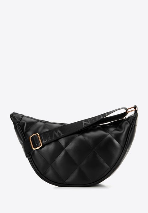 Wittchen Dames crossbody tas met geometrische stiksels, zwart en goud, eco-leer - Image 2