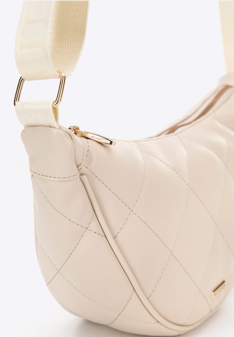 Wittchen Dames crossbody tas met geometrische stiksels, crème en goud, eco-leer - Image 4