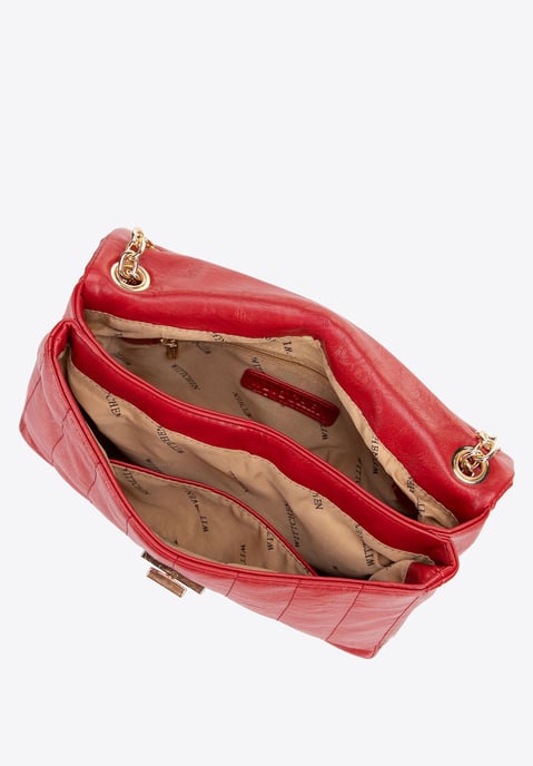 Wittchen Dames eco-leren schoudertas, twee compartimenten, klein, rood - Image 5