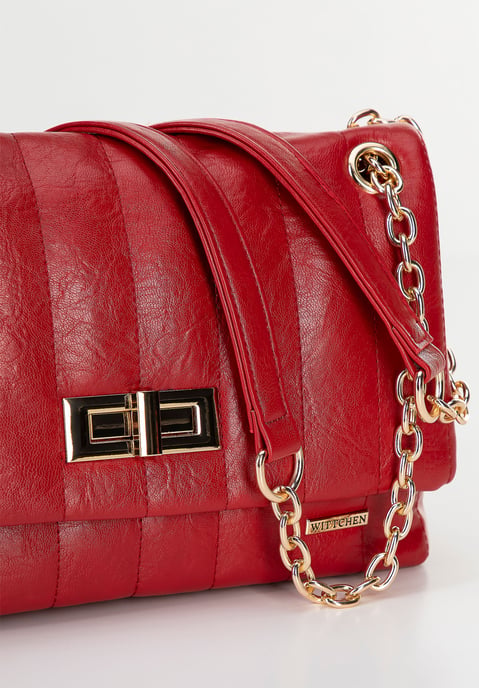 Wittchen Dames eco-leren schoudertas, twee compartimenten, klein, rood - Image 6