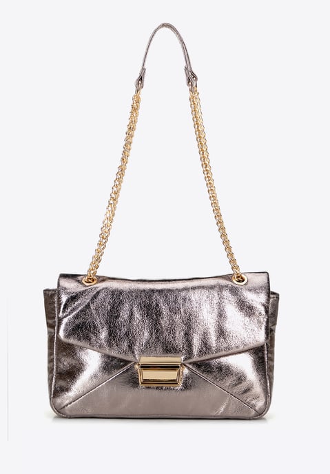Wittchen Dames crossbody tas van glanzend grijs eco-leer - Image 2