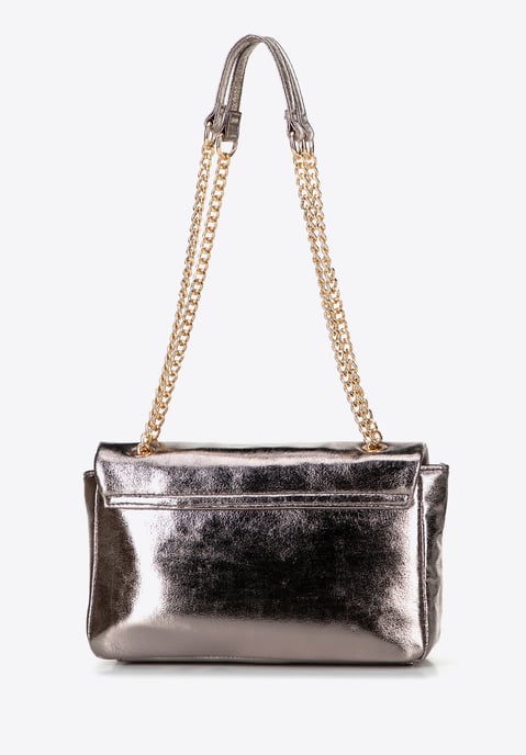 Wittchen Dames crossbody tas van glanzend grijs eco-leer - Image 3