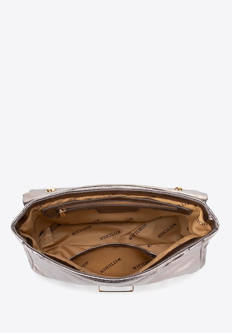 Wittchen Dames crossbody tas van glanzend grijs eco-leer - Image 4