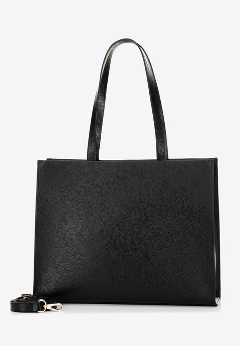 Wittchen Dames leren shopper met geometrische stiksels, zwart en goud - Image 3