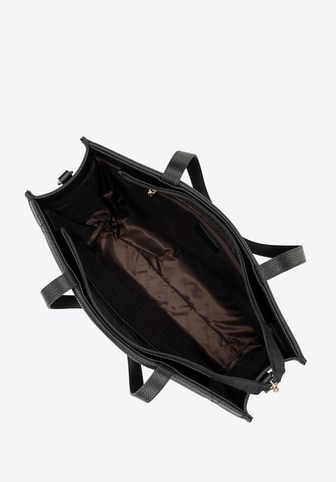 Wittchen Dames leren shopper met geometrische stiksels, zwart en goud - Image 4