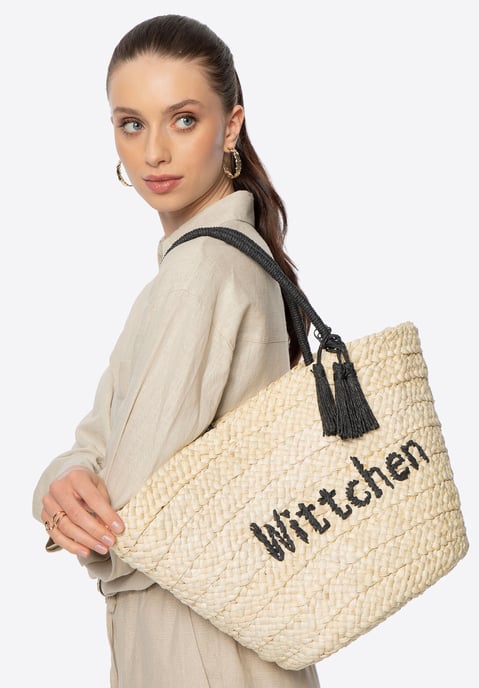 Wittchen Vrouw Geweven Mand met Logo Beige en Zwart Beige en Zwart Maïskolf - Image 1