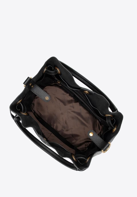 Wittchen Dames grote leren bucket bag, zwart en goud, natuurlijk leer - Image 4