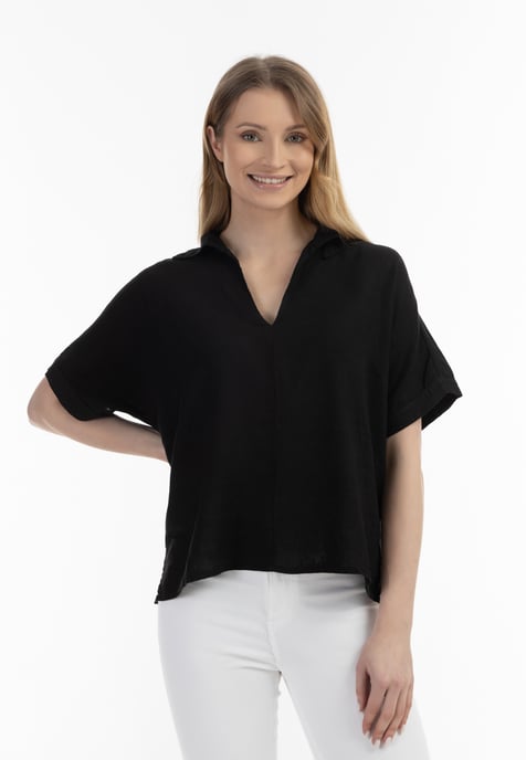 usha Blouse shirt Dames zwart - Image 3