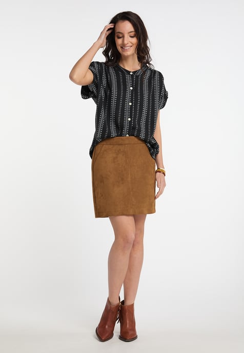 usha blouse met korte mouwen Dames zwart wit - Image 2