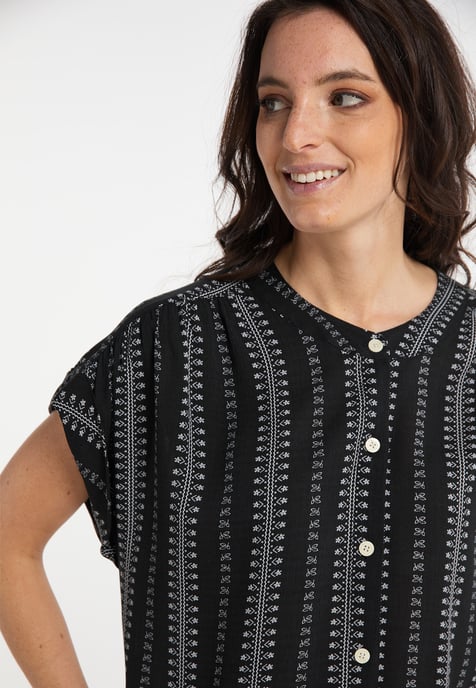 usha blouse met korte mouwen Dames zwart wit - Image 5