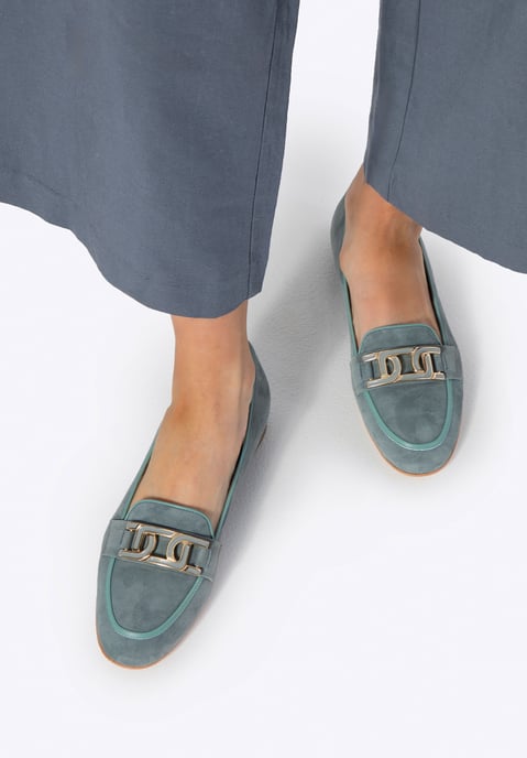 Wittchen Dames Leren Platte Mocassins Blauw Natuurlijk Leer - Image 1