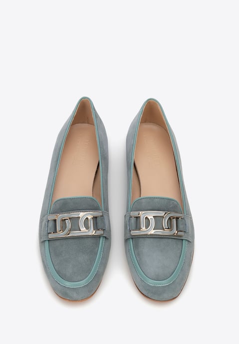 Wittchen Dames Leren Platte Mocassins Blauw Natuurlijk Leer - Image 3