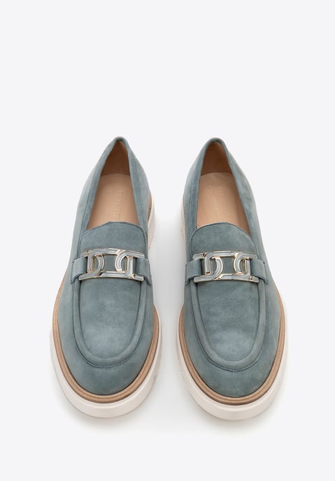 Wittchen Dames mocassins van echt leer met gesp, blauw - Image 3
