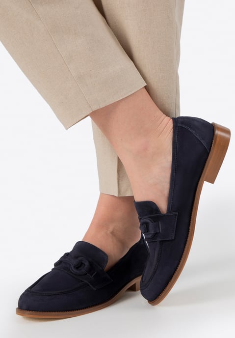 Wittchen Dames mocassins van echt leer met subtiele gesp, marineblauw - Image 1