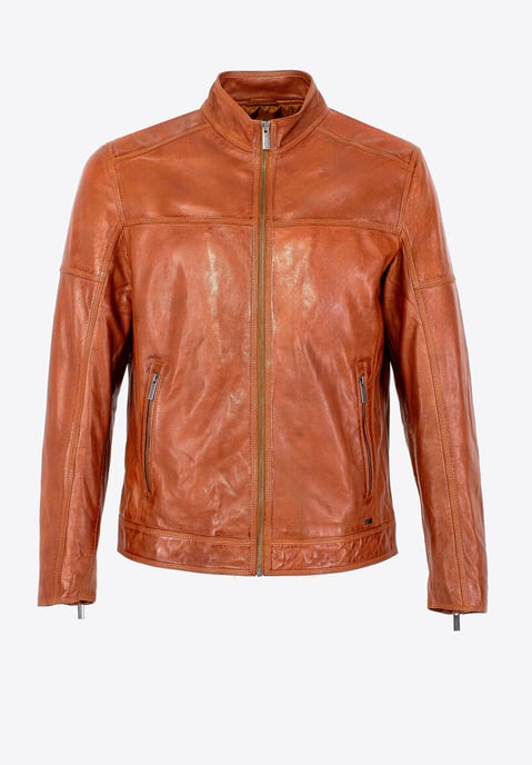 Wittchen Heren Bikerjack van echt leer, lichtbruin - Image 6