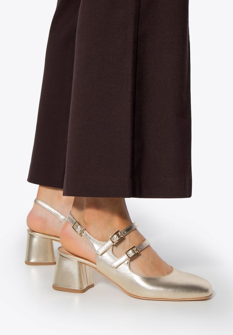 Wittchen Dames Leren Pumps met Bandjes Goud Echt Leer - Image 1