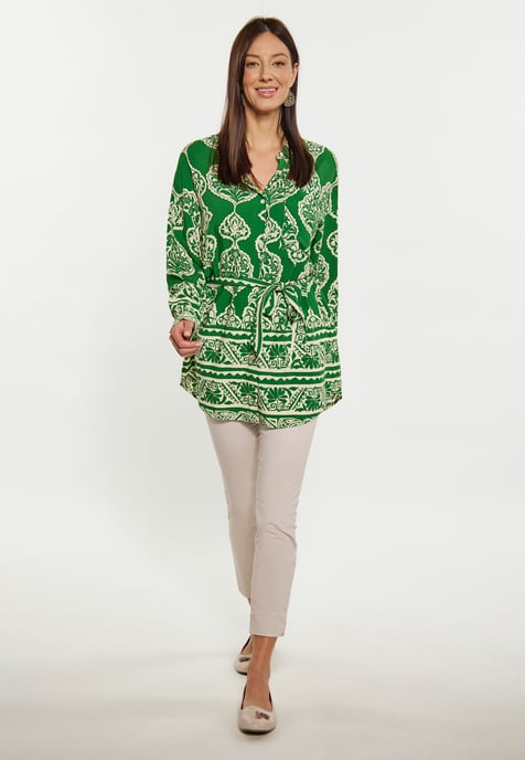 usha Blouse Dames groene crème - Image 2