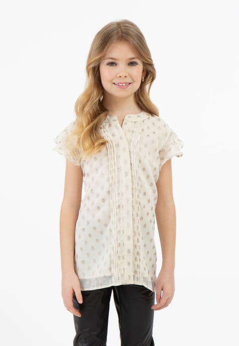 Faina Blouse Meisje Gebroken wit met gouden stippen - Image 3