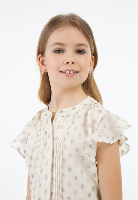 Faina Blouse Meisje Gebroken wit met gouden stippen - Image 5